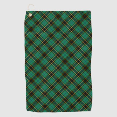 Green Black Traditional Tartan Pattern Plaid Style Golf Towel