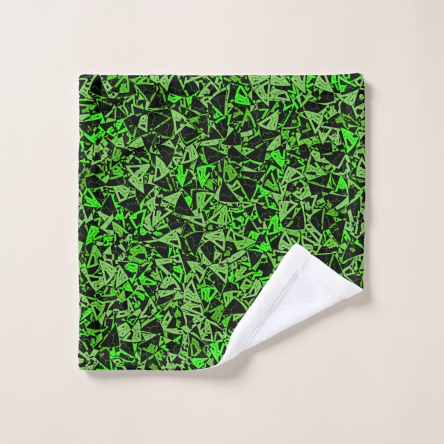 Green Black Triangle Pattern Wash Cloth (Wash Cloth)