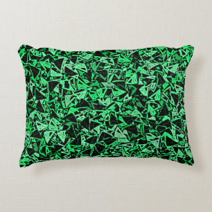 Green Black Triangle Seamless Pattern Accent Pillow