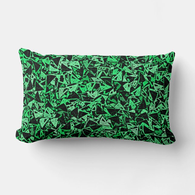 Green Black Triangle Seamless Pattern Lumbar Pillow (Front)