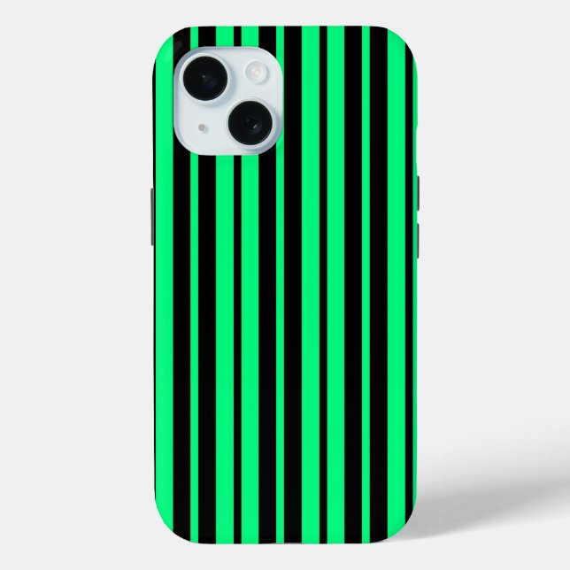 Green Black Vertical Stripes Pattern Design Case-Mate iPhone Case (Back)