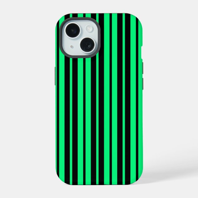 Green Black Vertical Stripes Pattern Design Iphone Case (Back)