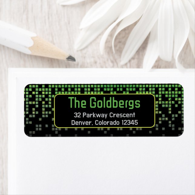 Green Black Video Game Gamer Bar Mitzvah Address Label (Insitu)