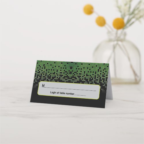 Green Black Video Game Gamer Bar Mitzvah Address Place Card