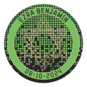 Green Black Video Game Gamer Bar Mitzvah Classic Round Sticker