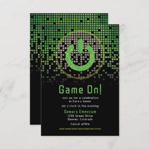 Green Black Video Game Gamer Bar Mitzvah Enclosure Card