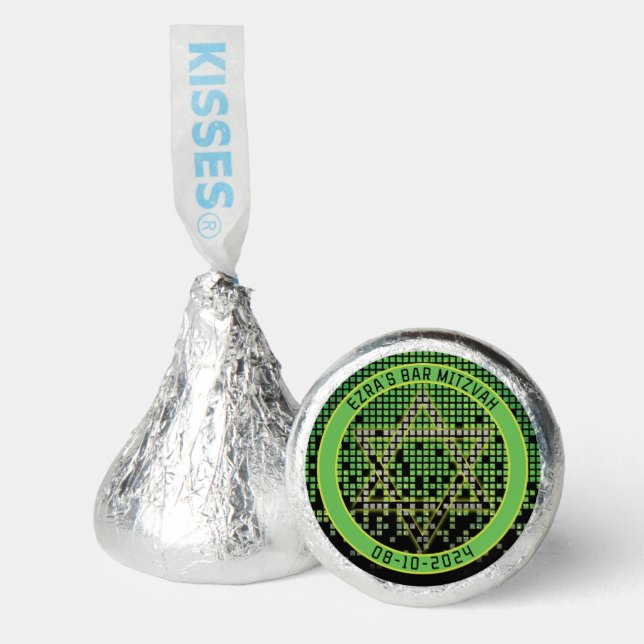 Green Black Video Game Gamer Bar Mitzvah Hershey®'s Kisses® (Front)