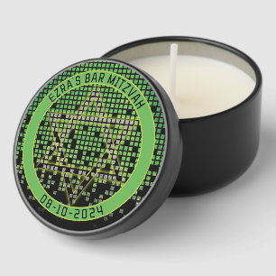 Green Black Video Game Gamer Bar Mitzvah Mini Candle Favors