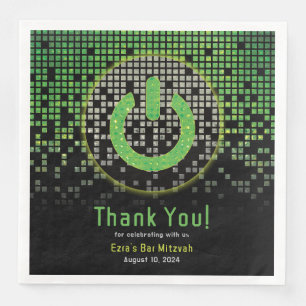 Green Black Video Game Gamer Bar Mitzvah Paper Dinner Napkins