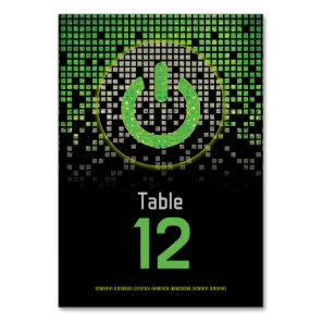 Green Black Video Game Gamer Bar Mitzvah Table Number