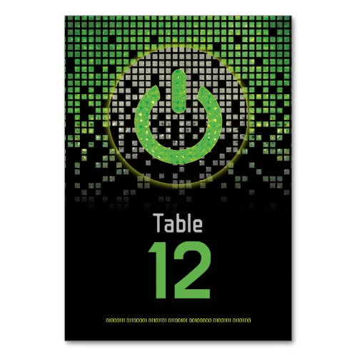 Green Black Video Game Gamer Bar Mitzvah Table Number
