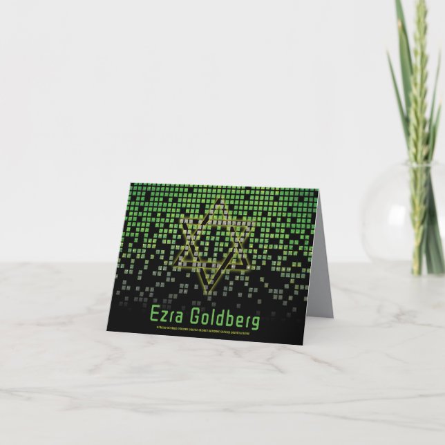 Green Black Video Game Gamer Bar Mitzvah Thank You (Front)