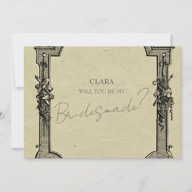 Green Black Vintage Classic Wedding Bridesmade Invitation (Front)