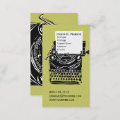 Green-Black Vintage Typewriter Writer Graduate Business Card (Front/Back)