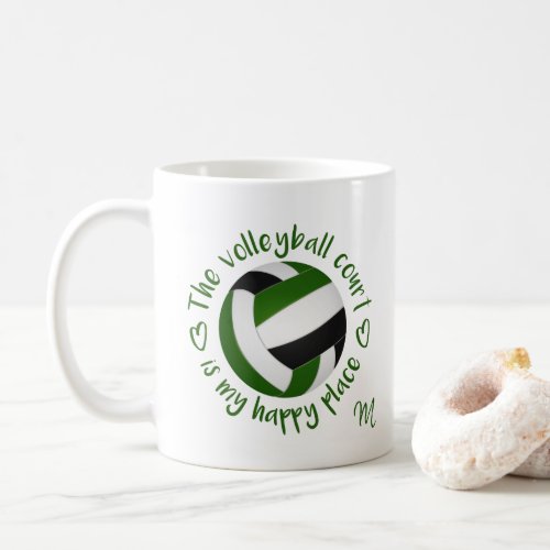 green black volleyball court my happy place coffee mug