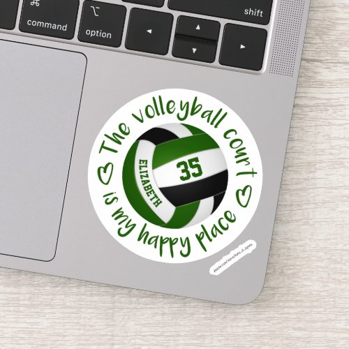green black volleyball court my happy place sticker