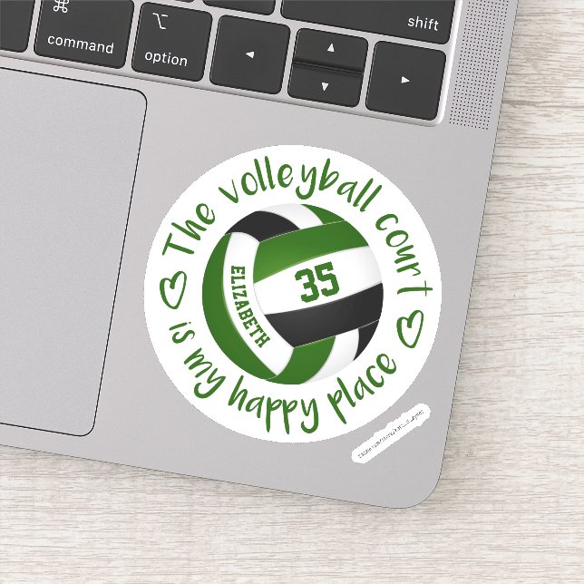 green black volleyball court my happy place sticker (Detail)