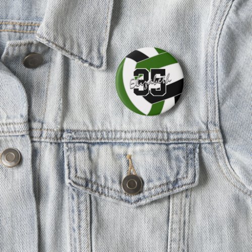 green black volleyball team colors button