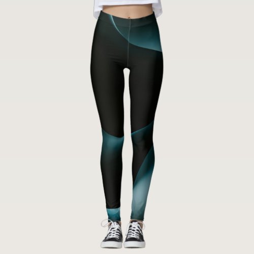 Green Black Wavy Pattern Women Workout leggings 