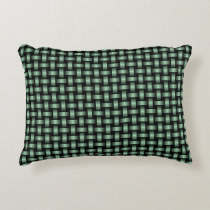 Green Black Weave Pattern Accent Pillow