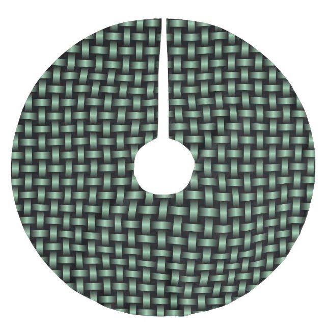Green Black Weave Pattern Brushed Polyester Tree Skirt (Front)