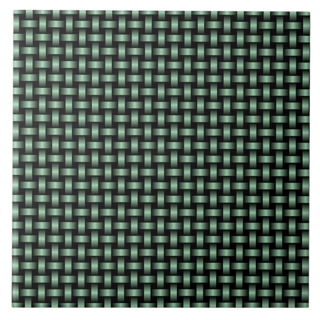Green Black Weave Pattern Ceramic Tile (Front)