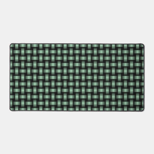 Green Black Weave Pattern Desk Mat
