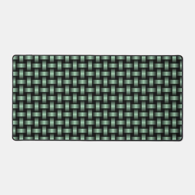 Green Black Weave Pattern Desk Mat (Front)