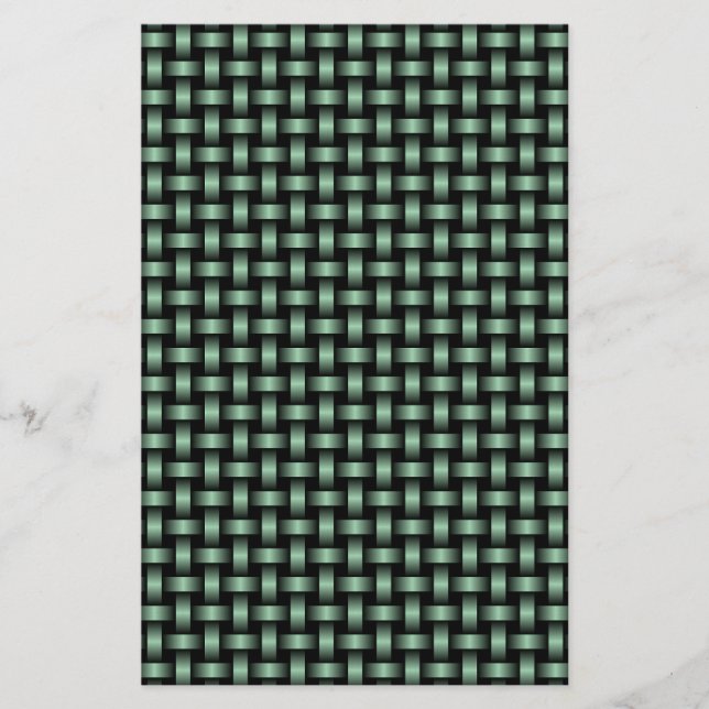 Green Black Weave Pattern Stationery (Front)