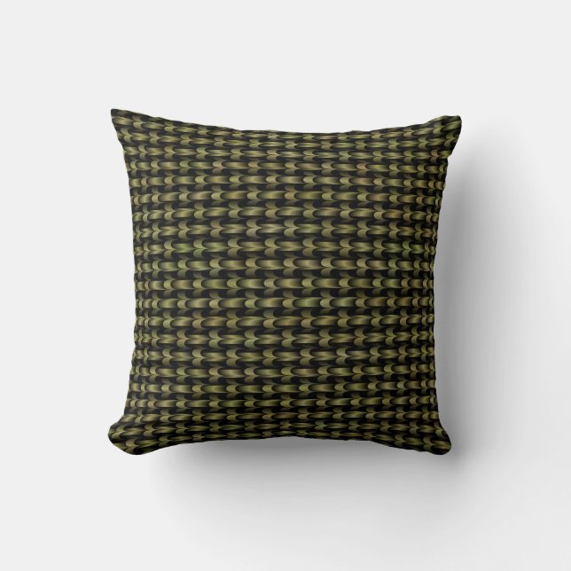Green Black Weave Pattern Throw Pillow (Front)