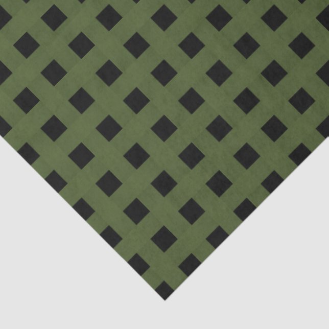 Green Black Weave Pattern Tissue Paper (Detail)
