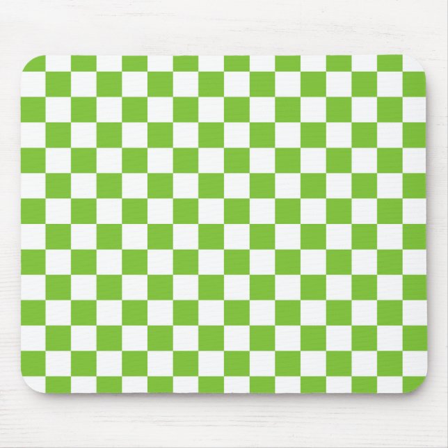Green Black & White Checkered Mouse Pad (Front)