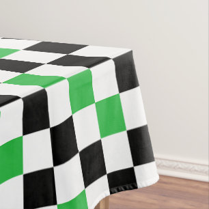 Green Black White Checkered Pattern Design Tablecloth