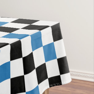 Green Black White Checkered Pattern Design  Tablecloth