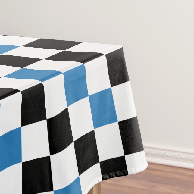 Green Black White Checkered Pattern Design  Tablecloth (In Situ)