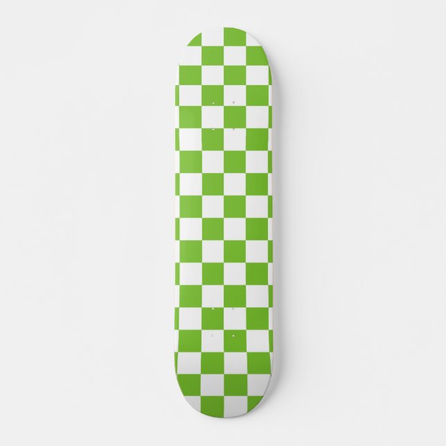 Green Black & White Checkered Skateboard Deck (Front)