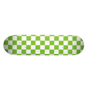 Green Black & White Checkered Skateboard Deck