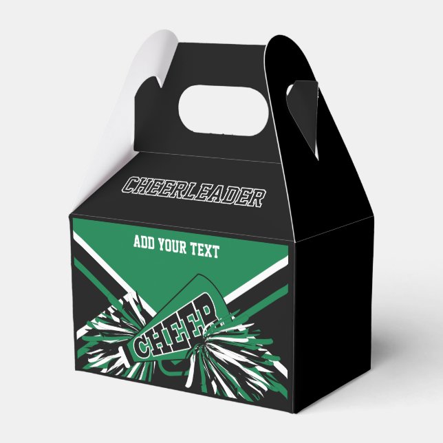 Green, Black, White Cheerleader  Favor Boxes (Front Side)