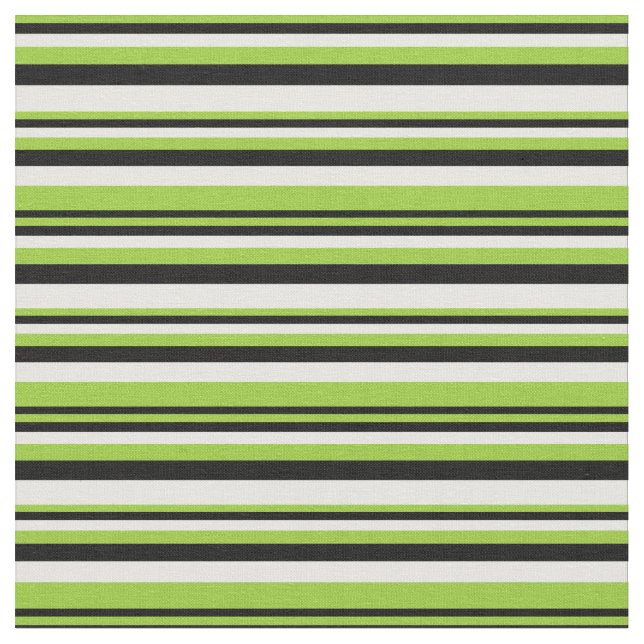 Green, Black & White Colored Lines Fabric (Close Up)