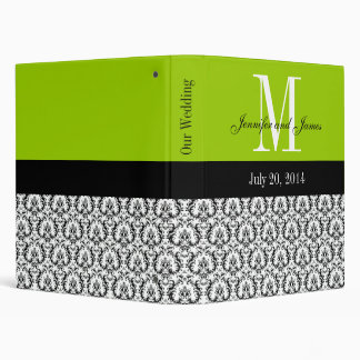 Green Black White Damask Wedding Planner Binder