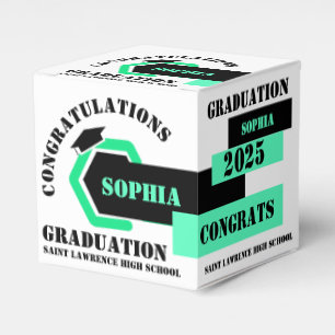 Green Black White Graduation 2025 Custom Party Favor Boxes