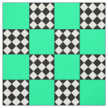 Green Black White Harlequin Square Shape Textile Fabric