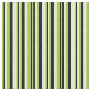 Green, Black & White Lines Fabric