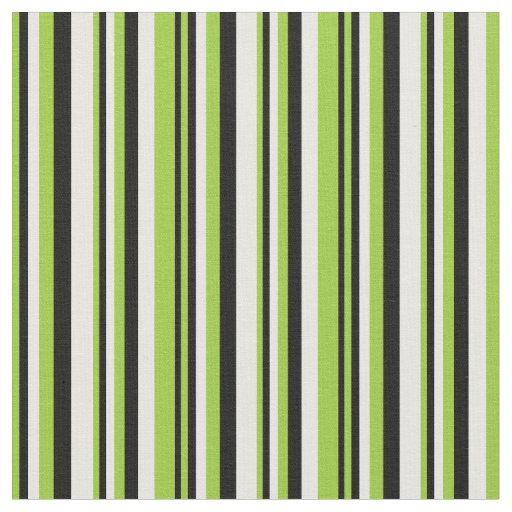 Green, Black & White Lines Fabric