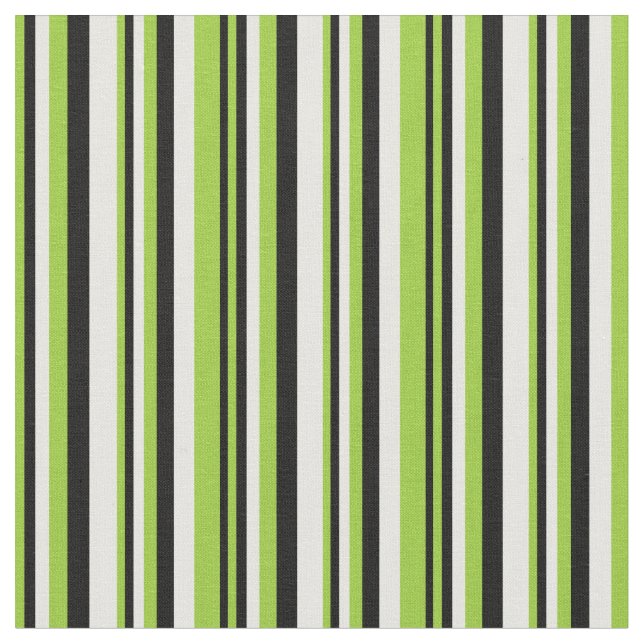 Green, Black & White Lines Fabric (Close Up)