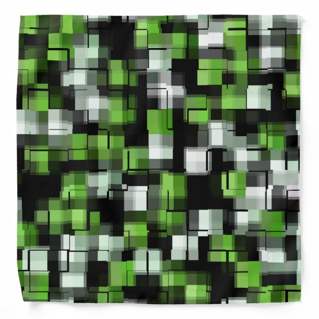 Green Black White Modern Pattern Bandana (Front)