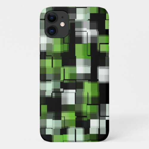 Green Black White Modern Pattern iPhone 11 Case