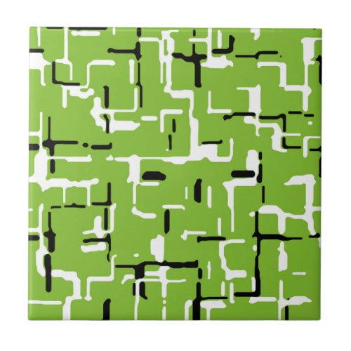 Green Black White Modern Pattern Ceramic Tile