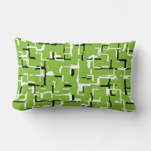 Green Black White Modern Pattern Lumbar Pillow