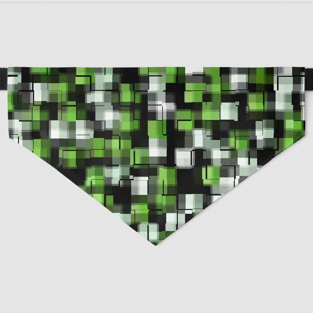 Green Black White Modern Pattern Pet Bandana Collar (Front)